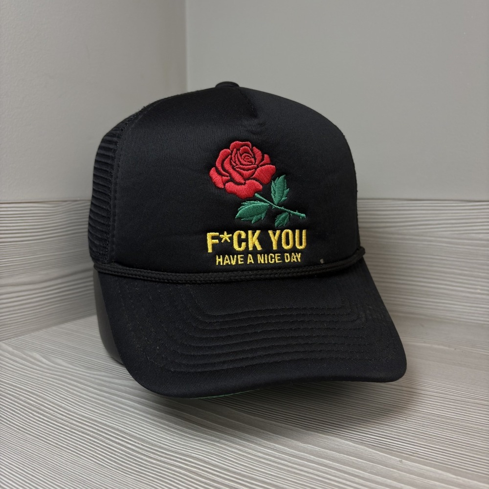 Field Grade Black Rope Hat‎ Mesh Back Humor Gag Rose Trucker Cap Snapback Hat